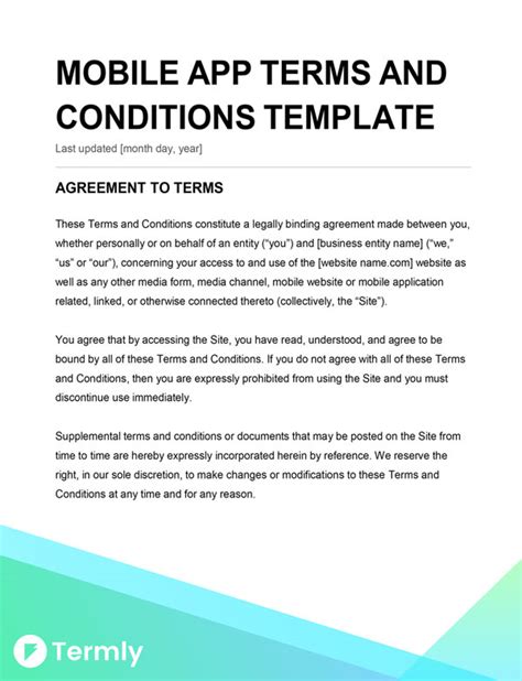 app terms and conditions template